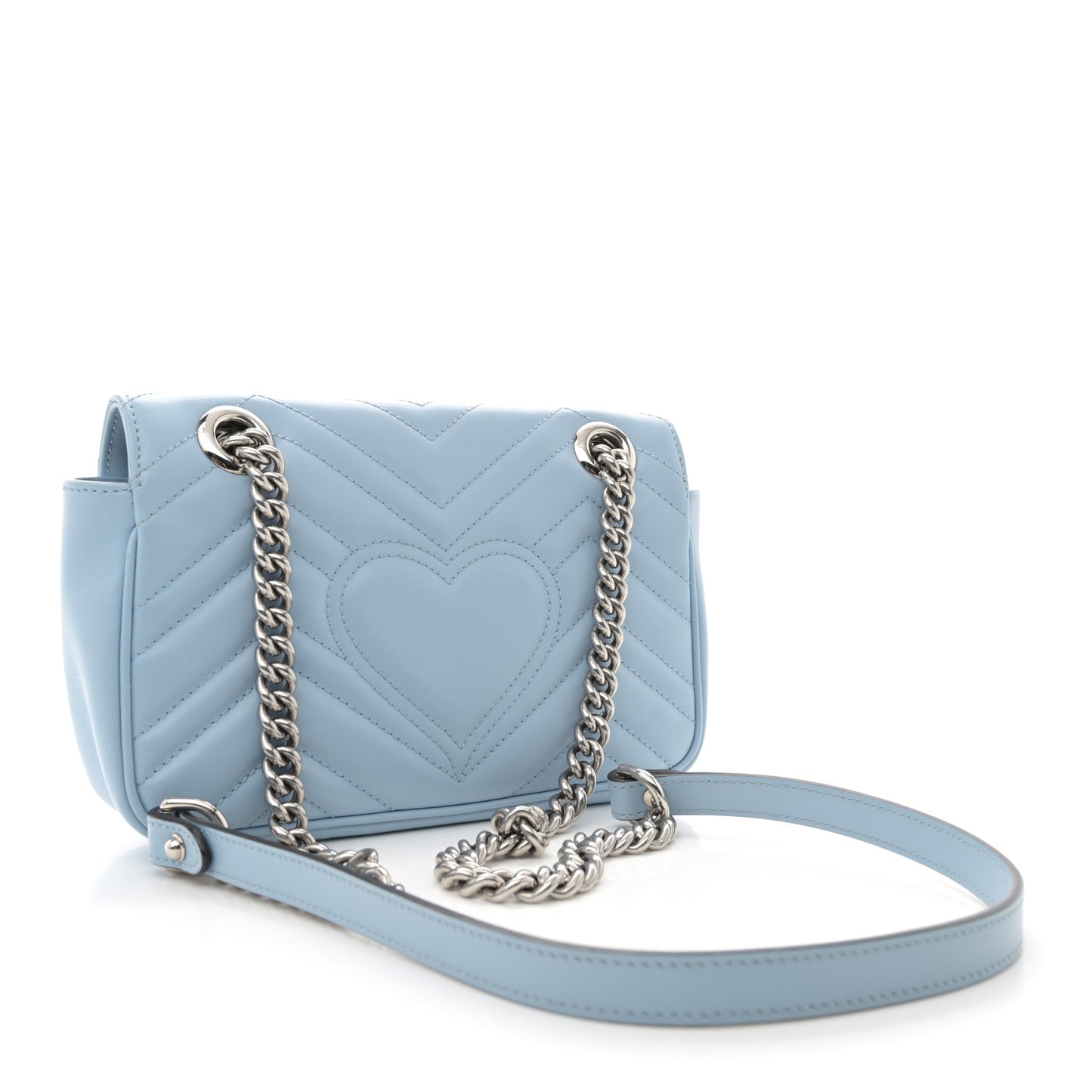 Calfskin Matelasse Mini GG Marmont Shoulder Bag Porcelain Light Blue