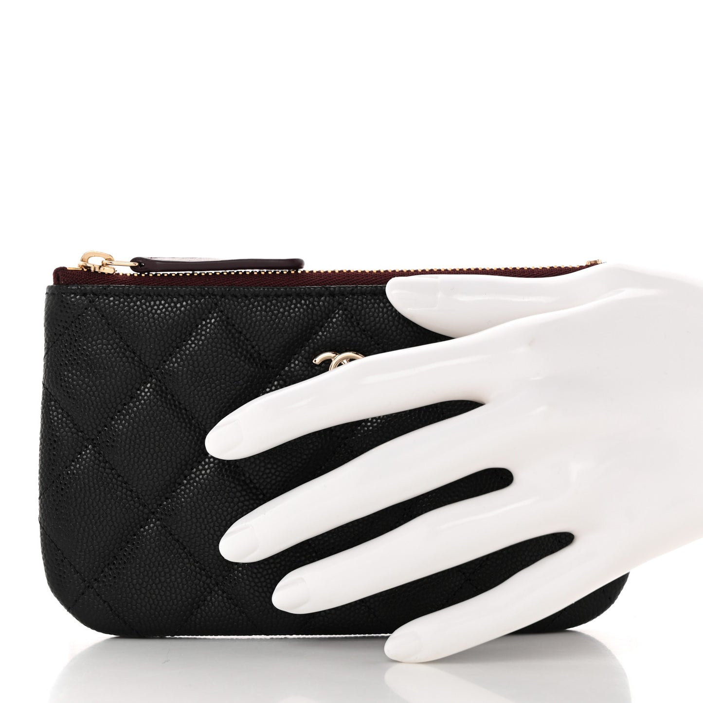 Caviar Quilted Small Cosmetic Case Black