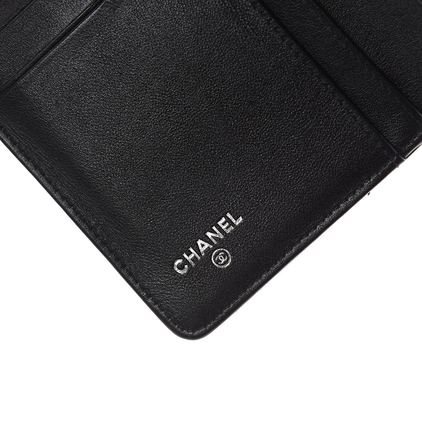 Patent Quilted Zip Pocket Wallet Black