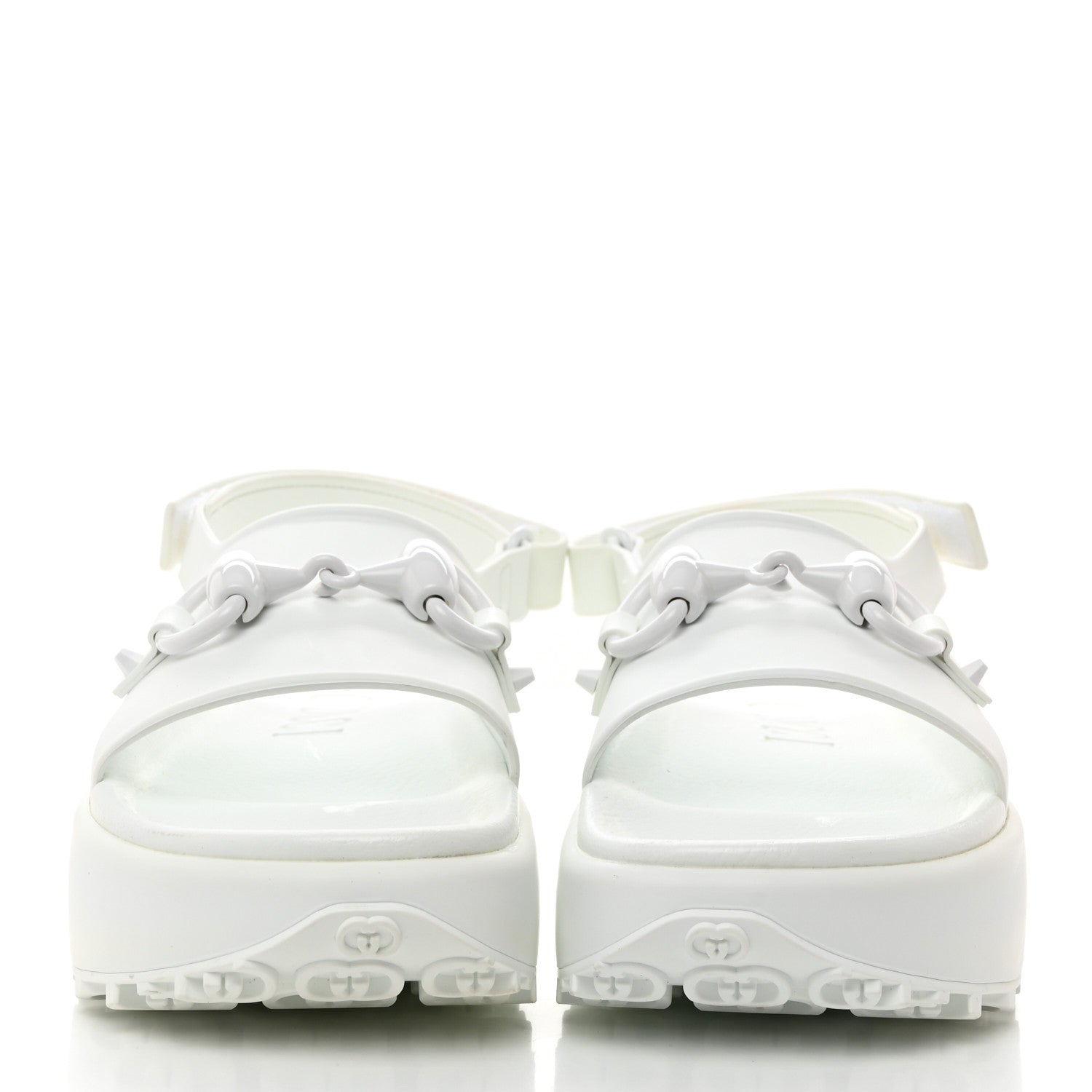 Gucci Soft Rubber Horsebit Touch Womens Strapped Sandals 38 Great White 2 of 9