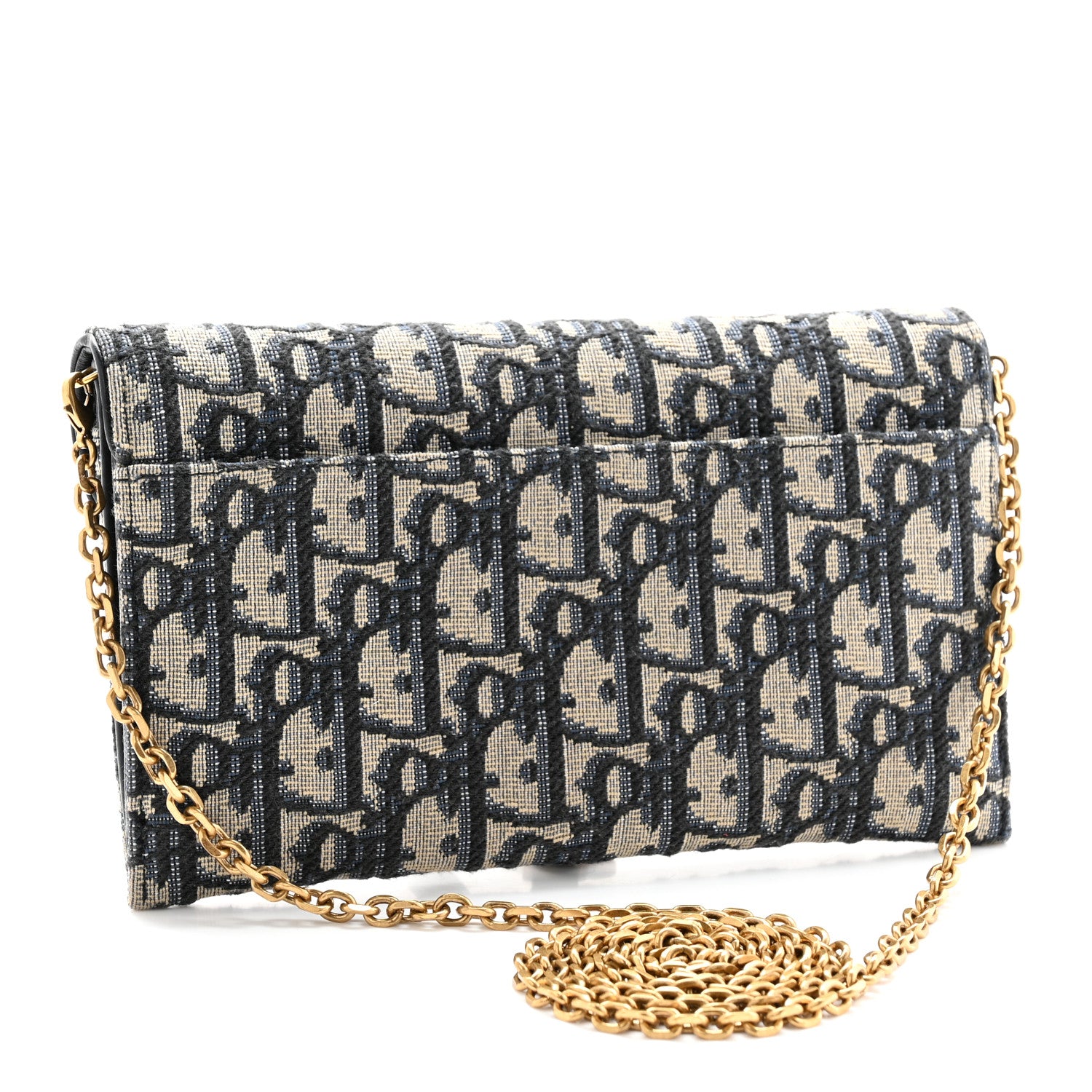 Christian Dior Oblique Saddle Chain Long Wallet Blue 3 of 15