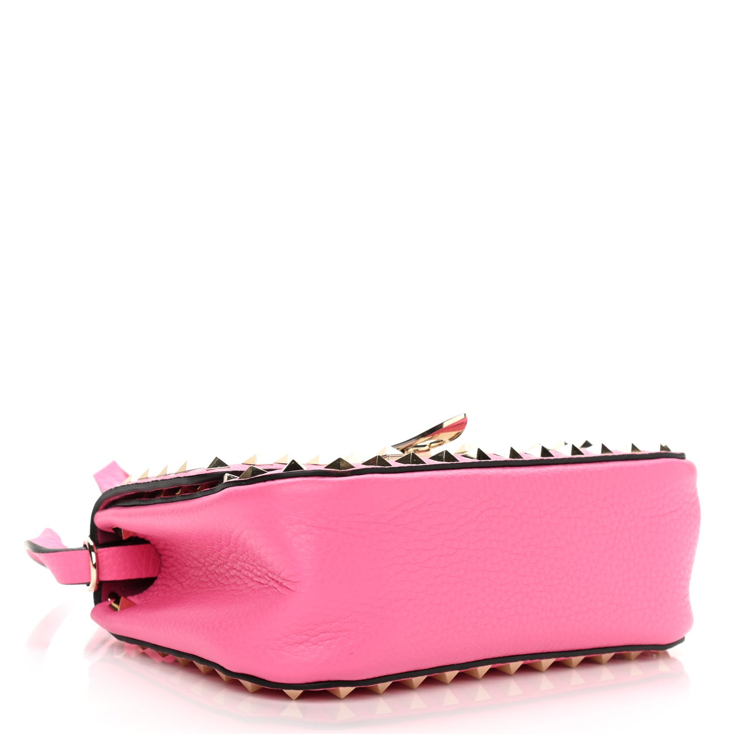 Grained Calfskin Small Rockstud Top Handle Bag Feminine Pink