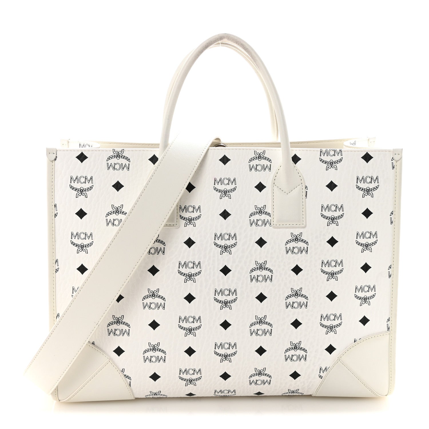 MCM Visetos Large Munchen Tote White 1 of 10