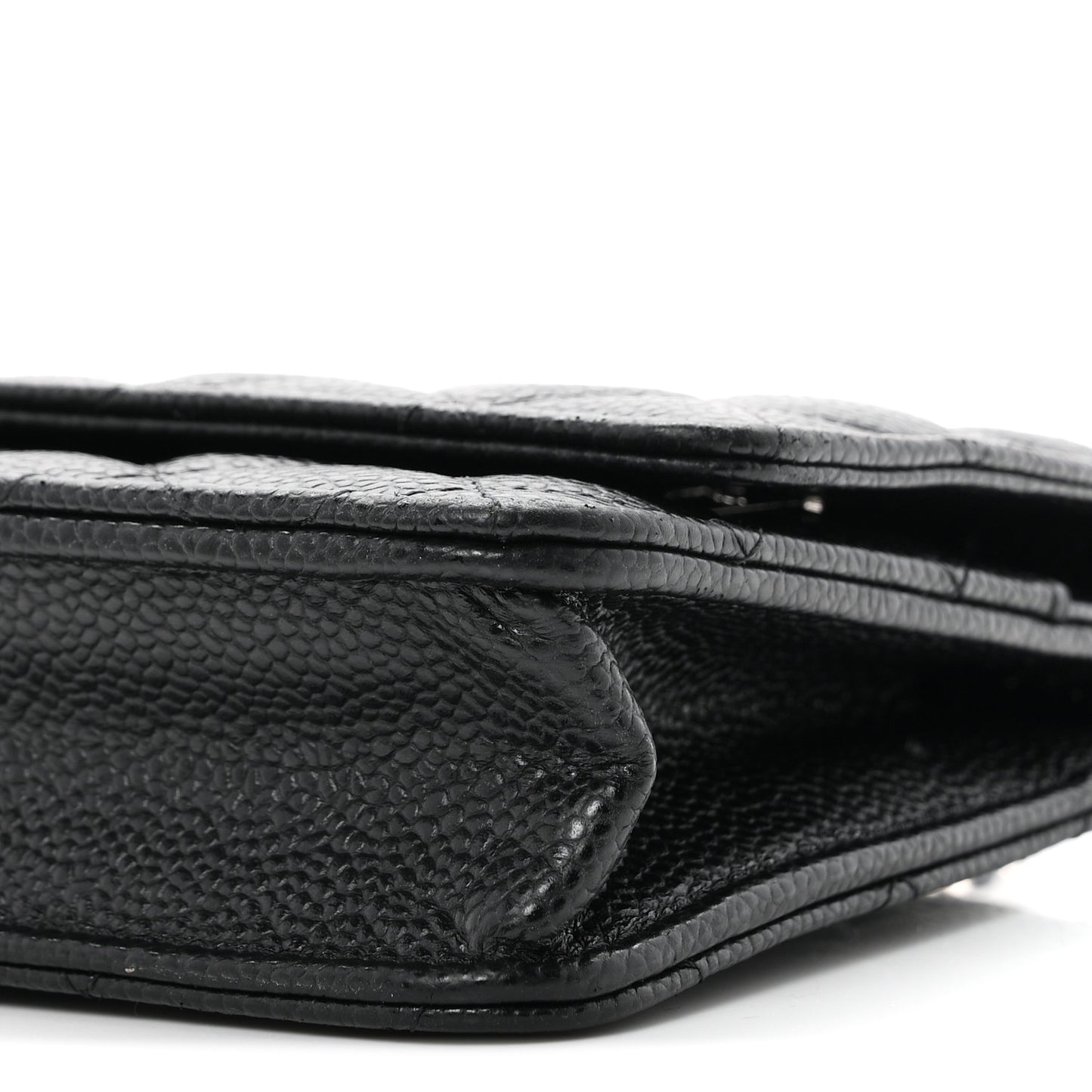 Caviar Quilted Wallet on Chain WOC Black