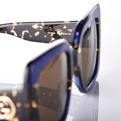 Gucci Square Frame GG0083S Sunglasses Glitter Blue Havana Brown 5 of 8