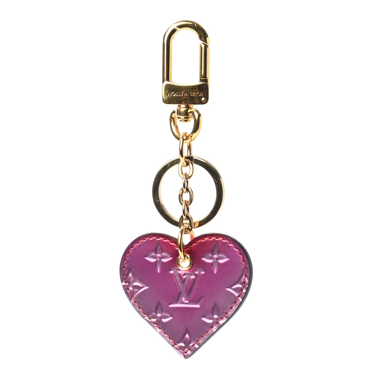 Louis Vuitton Vernis Degrade Love Lock Heart Key Holder Bag Charm Pink Red 1 of 3