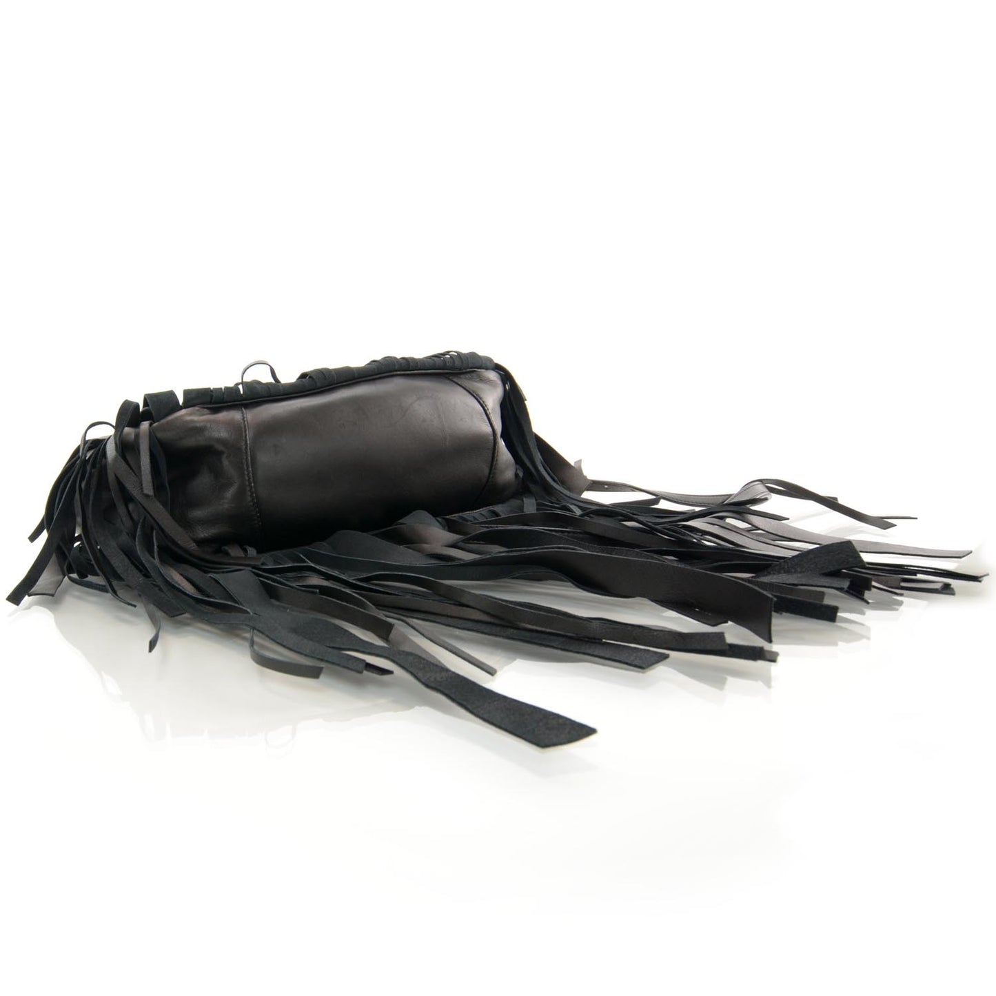 Nappa Woven Fringe Tote Black