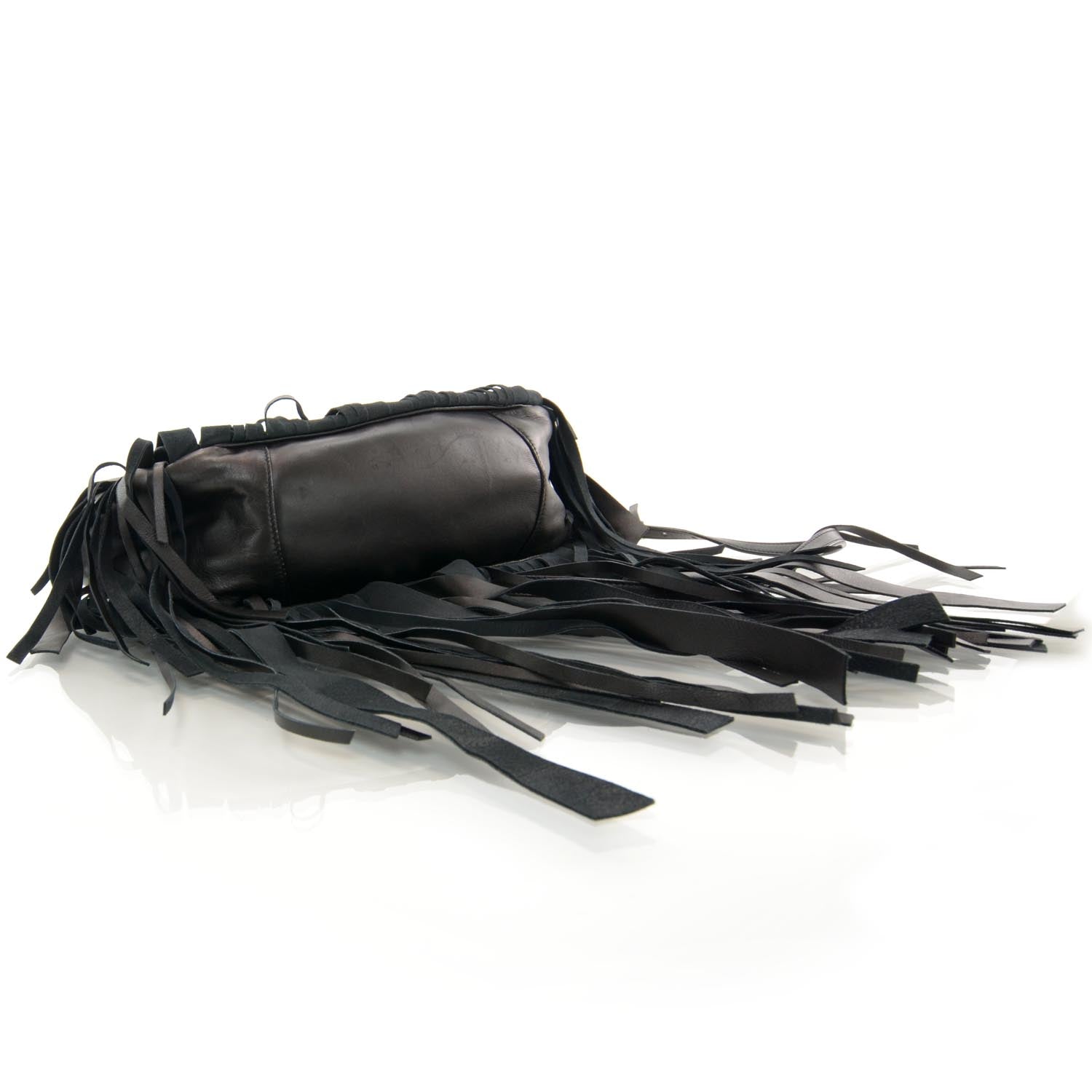 Prada Nappa Woven Fringe Tote Black 5 of 8
