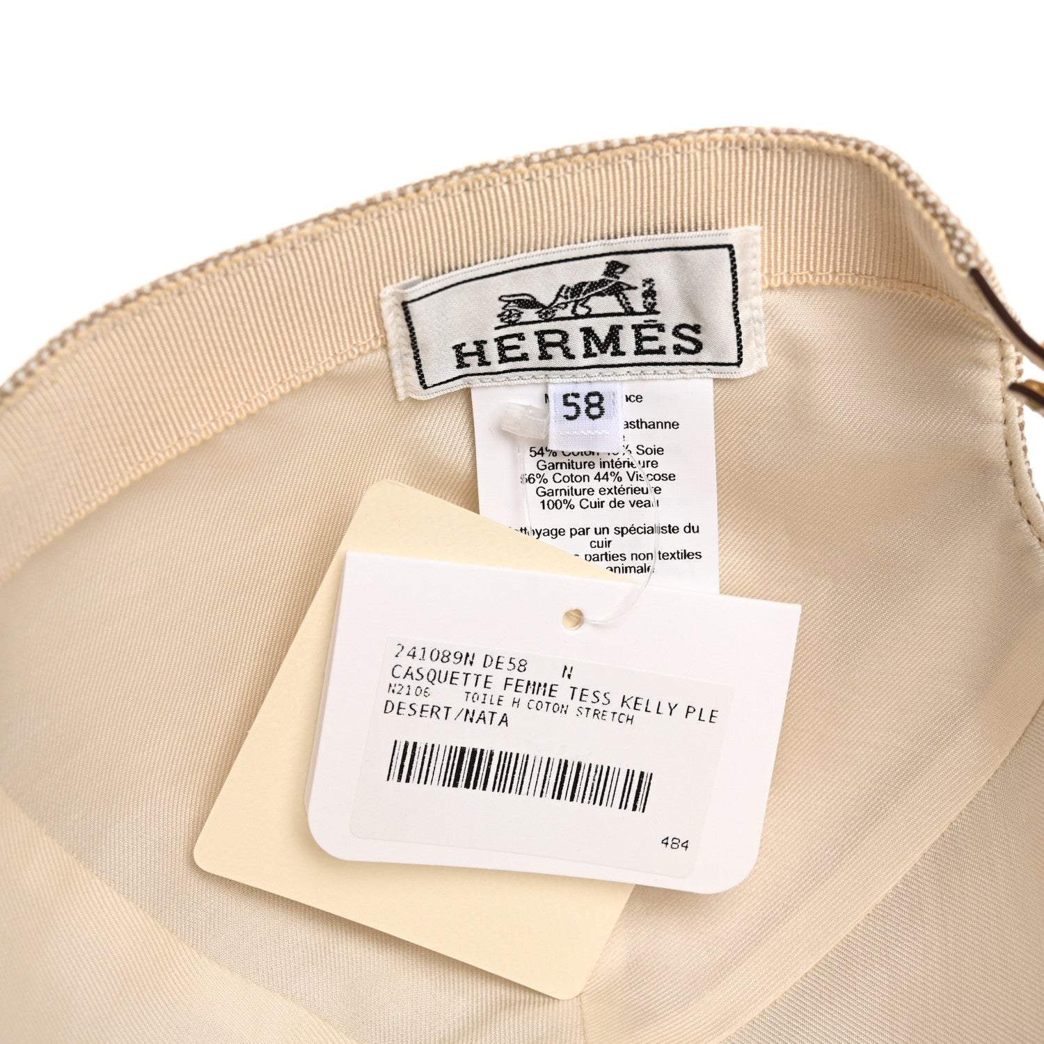 Hermes Toile H Cotton Canvas Swift Tess Kelly Plein Air Cap 58