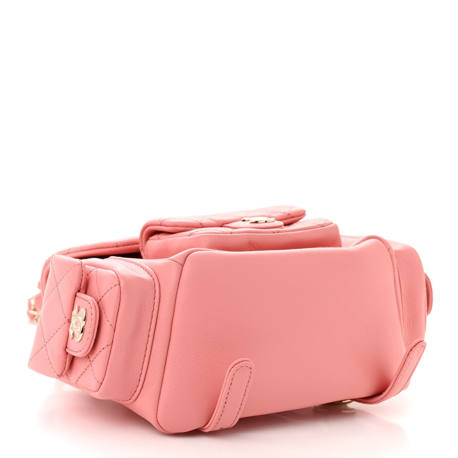 Chanel Shiny Caviar Quilted Small Pockets Drawstring Backpack Pink 4 of 11