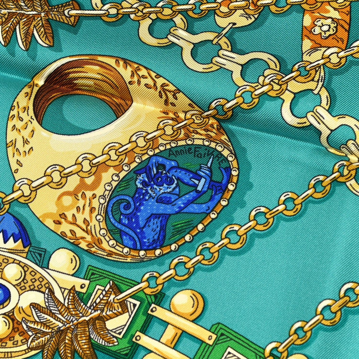 Hermes Silk Zenobie Reine De Palmyre Scarf 90 Vert d'Eau Rose Jaune Vif 3 of 8