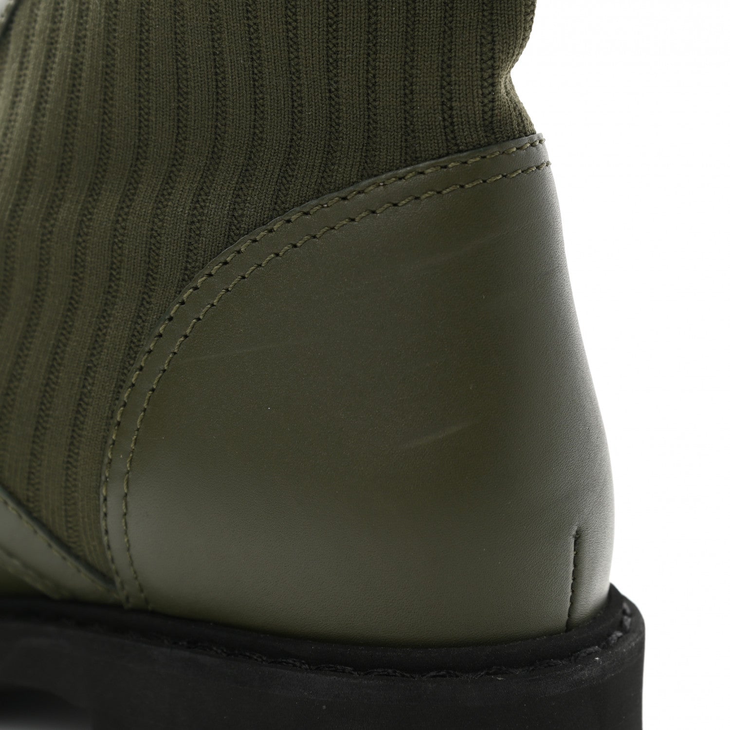 Fendi Vitello Stretch Fabric FF Rockoko Biker Boots 39 Military Oliva Tobacco Black 8 of 8