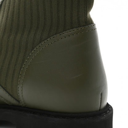 Fendi Vitello Stretch Fabric FF Rockoko Biker Boots 39 Military Oliva Tobacco Black 8 of 8