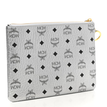 MCM Metallic Visetos Zip Pouch Set Silver 3 of 6