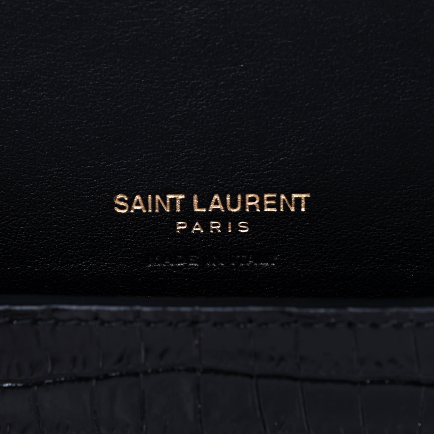 Saint Laurent Crocodile Embossed Monogram Phone Holder Crossbody Black 6 of 10