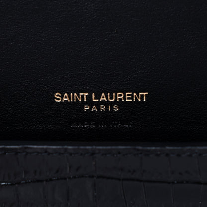 Saint Laurent Crocodile Embossed Monogram Phone Holder Crossbody Black 6 of 10