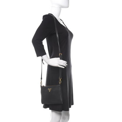 Prada Vitello Phenix Crossbody Bag Black 2 of 14