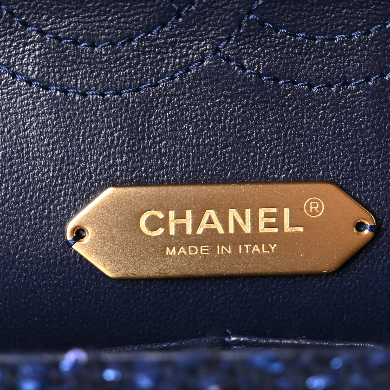 Chanel Tweed Sequin Timeless Classic Chained Double Flap Navy Blue 6 of 10