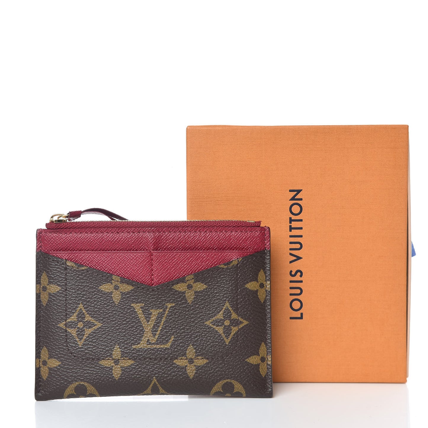 Monogram Zipped Card Holder Fuchsia