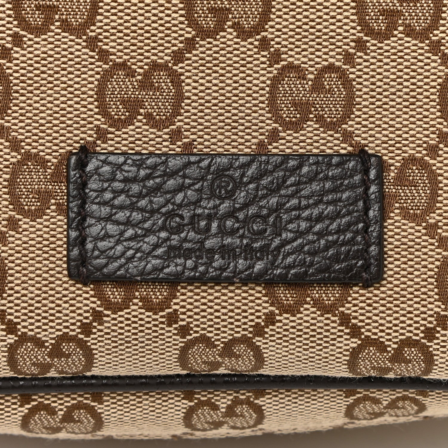 Gucci Monogram Dollar Calfskin Waist Pouch Beige Ebony Testa di Moro Marrone Scuro 12 of 13
