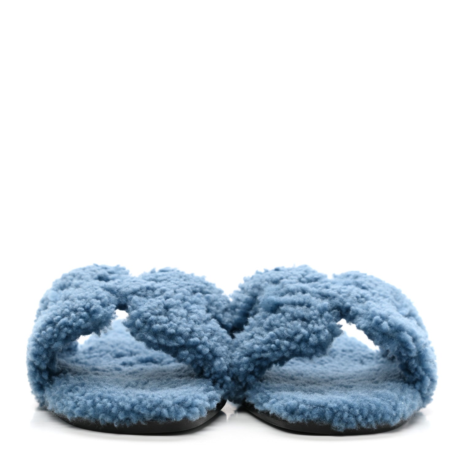 Hermes Woolskin Oran Sandals 39 Bleu 2 of 8