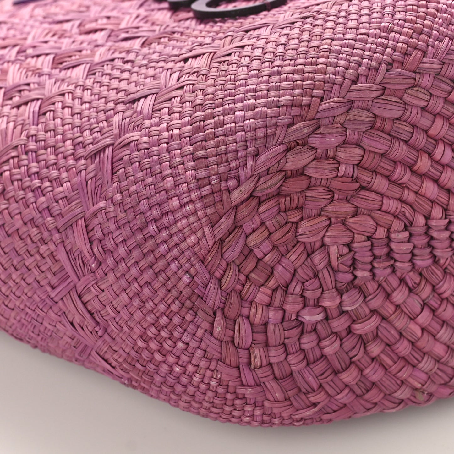 Calfskin Raffia Paulas Ibiza Small Anagram Basket Tote Bag Purple