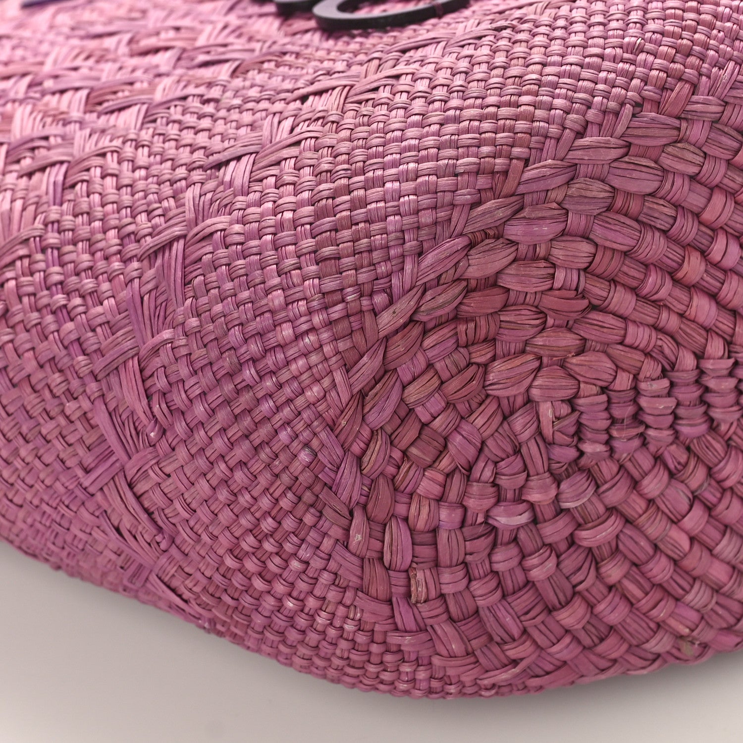 Loewe Calfskin Raffia Paulas Ibiza Small Anagram Basket Tote Bag Purple 7 of 8