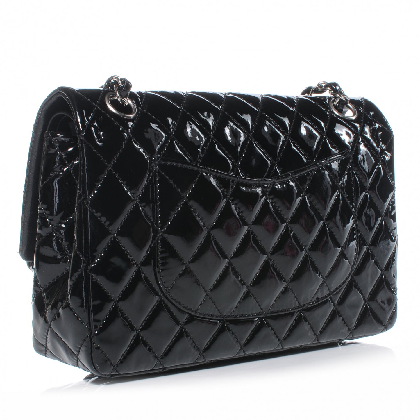 Patent Medium Double Flap Black