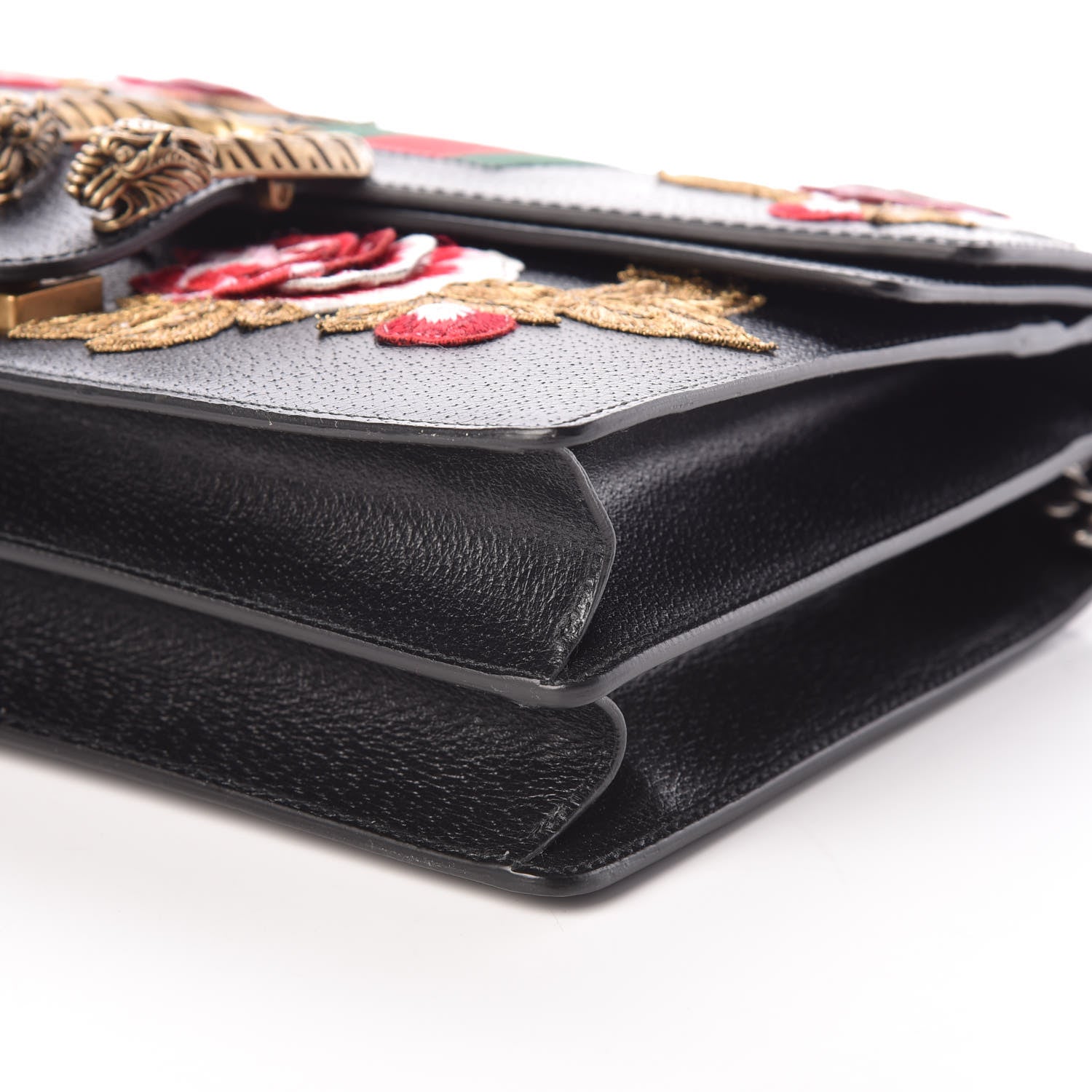 Gucci Calfskin Web Floral Embroidered Medium Dionysus Shoulder Bag Black 6 of 10