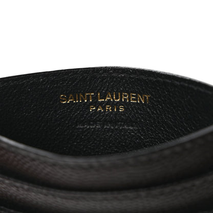 Saint Laurent Grain De Poudre Matelasse Chevron Monogram Credit Card Case Black 6 of 8
