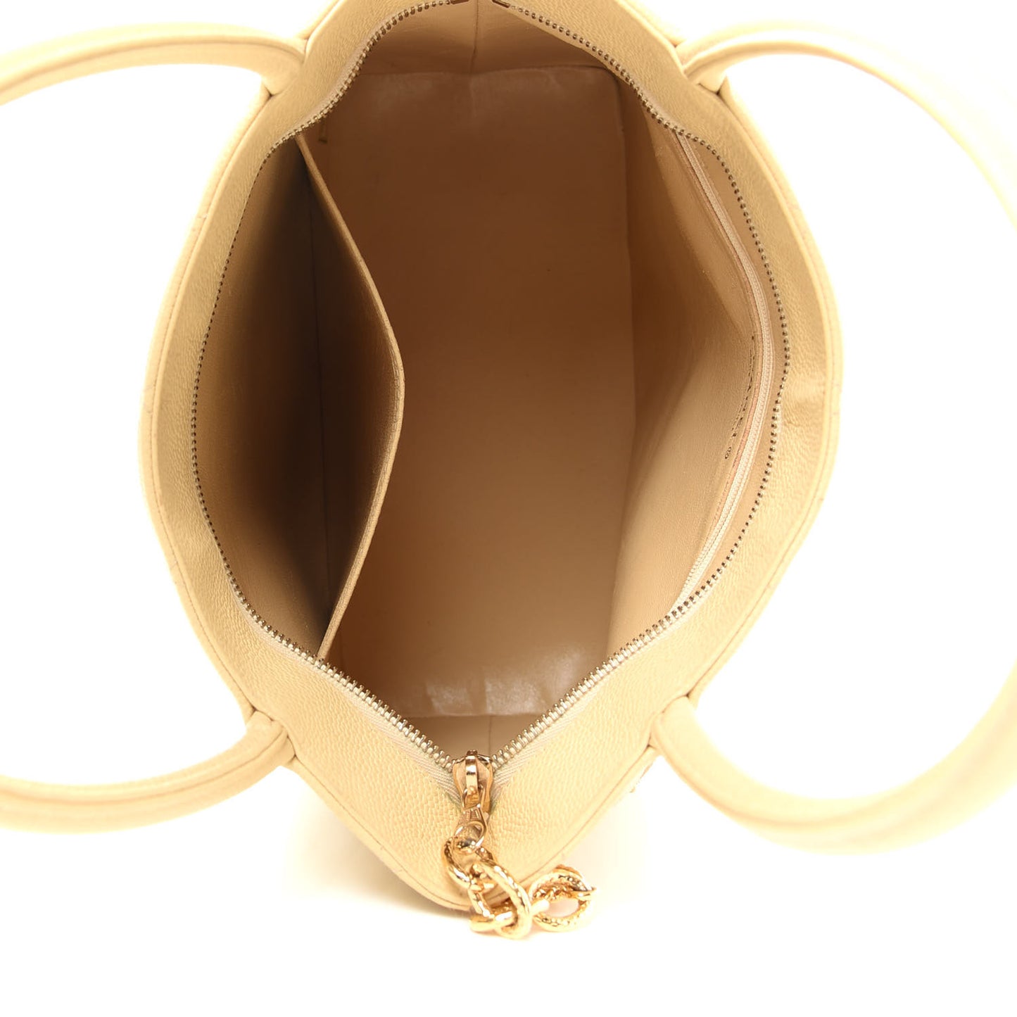 Caviar Quilted Medallion Tote Light Beige