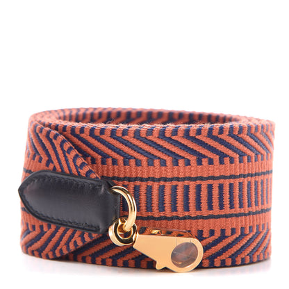 Hermes Toile Swift 50mm Sangle Cavale Shoulder Strap Bleu Indigo Terre Battue Black 1 of 5