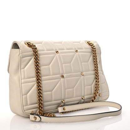Gucci Calfskin Matelasse Studded Medium GG Marmont Shoulder Bag White 2 of 16