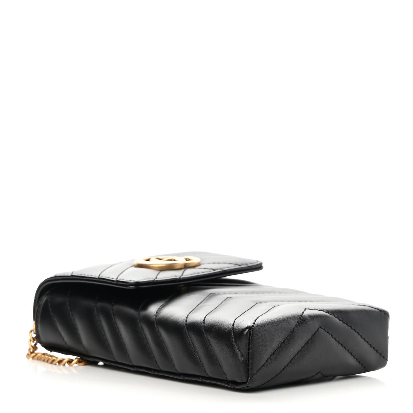 Calfskin Matelasse Mini GG Marmont Crossbody Bag Black