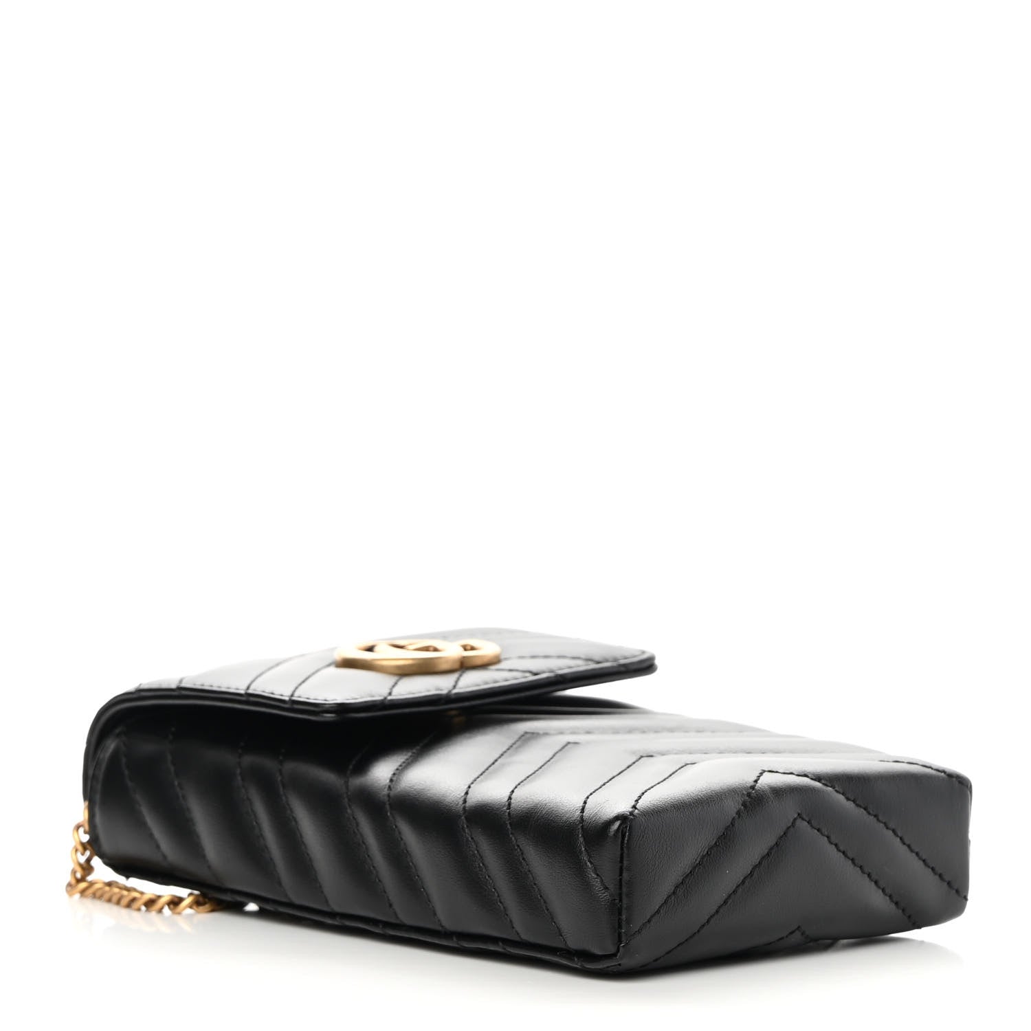 Gucci Calfskin Matelasse Mini GG Marmont Crossbody Bag Black 4 of 12