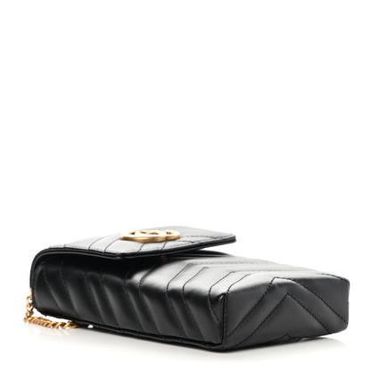 Gucci Calfskin Matelasse Mini GG Marmont Crossbody Bag Black 4 of 12