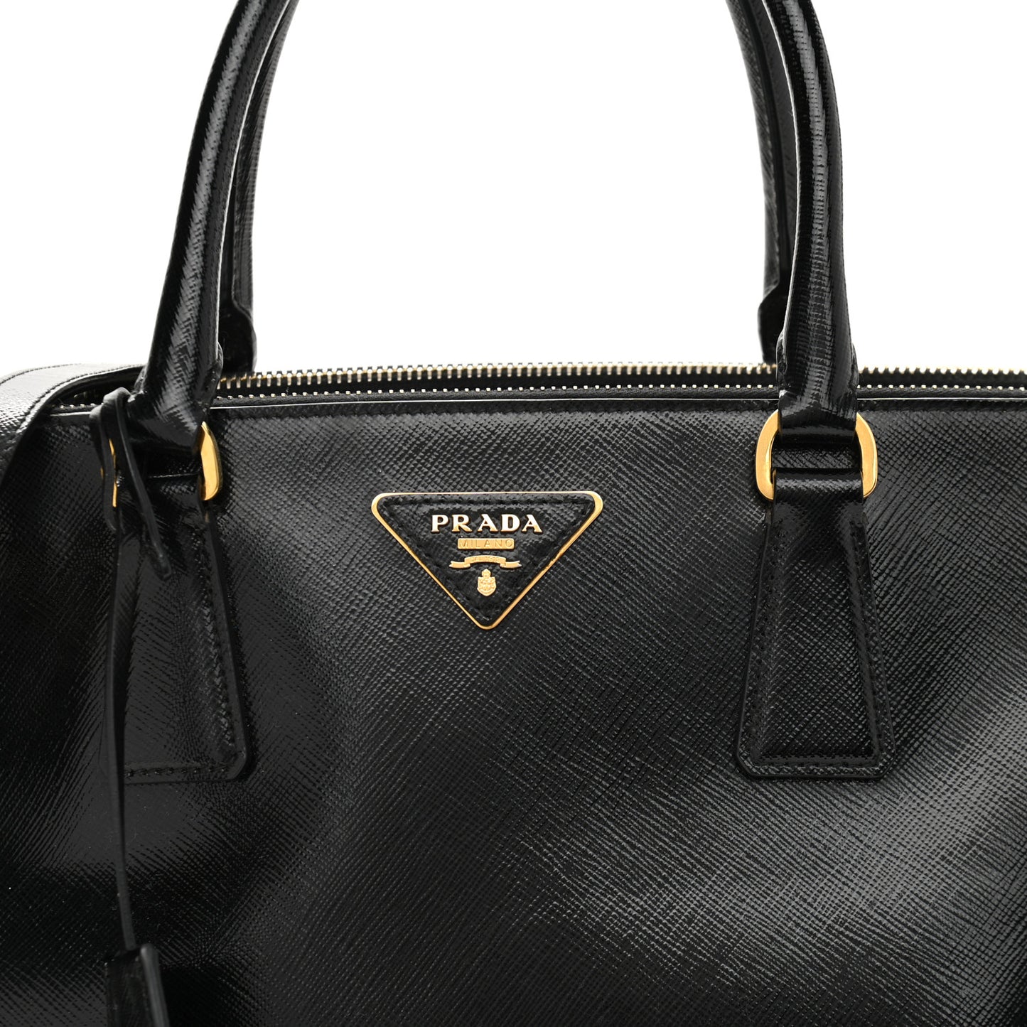 Saffiano Vernice Medium Double Zip Tote Black