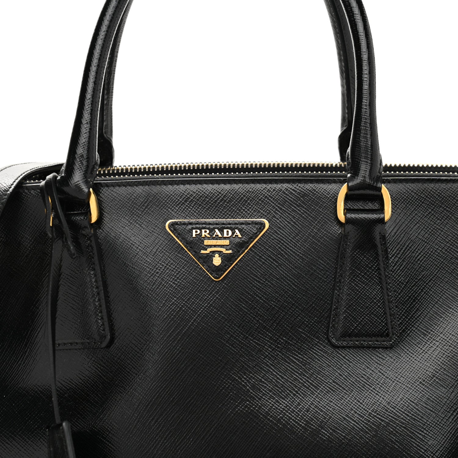 Prada Saffiano Vernice Medium Double Zip Tote Black 8 of 12