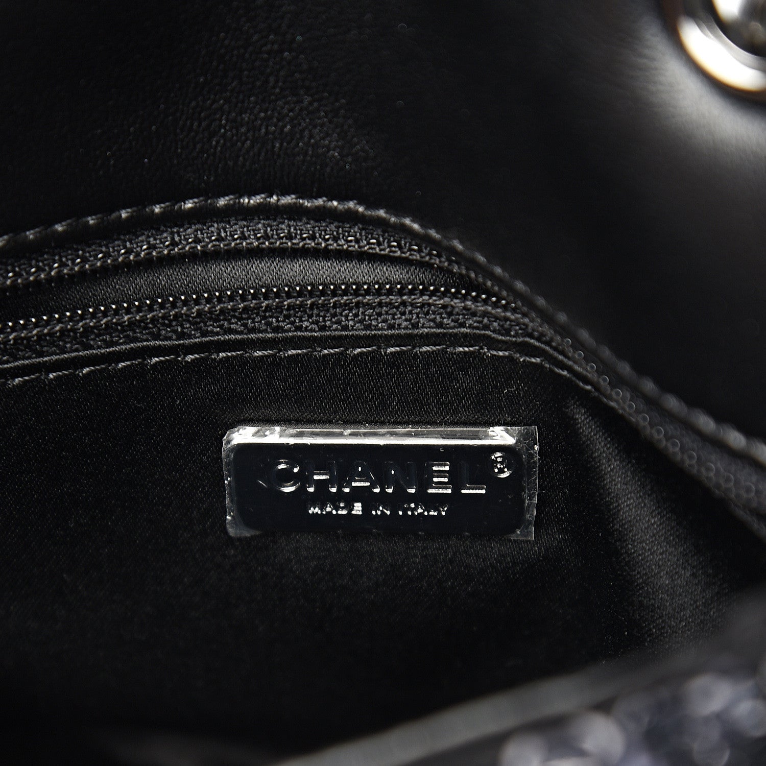 Chanel Sequin Mini Rectangular Single Flap Black Silver 5 of 10