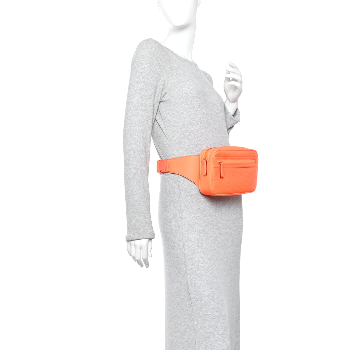 Rubber Effect Monogram GG Belt Bag New Orange Fluo