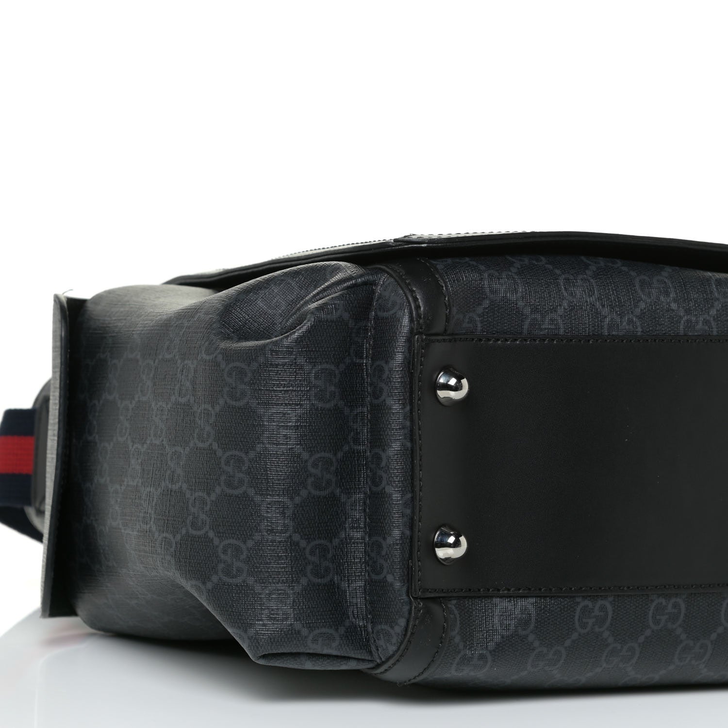 Gucci GG Supreme Monogram Web Messenger Diaper Bag Black Grey 5 of 10