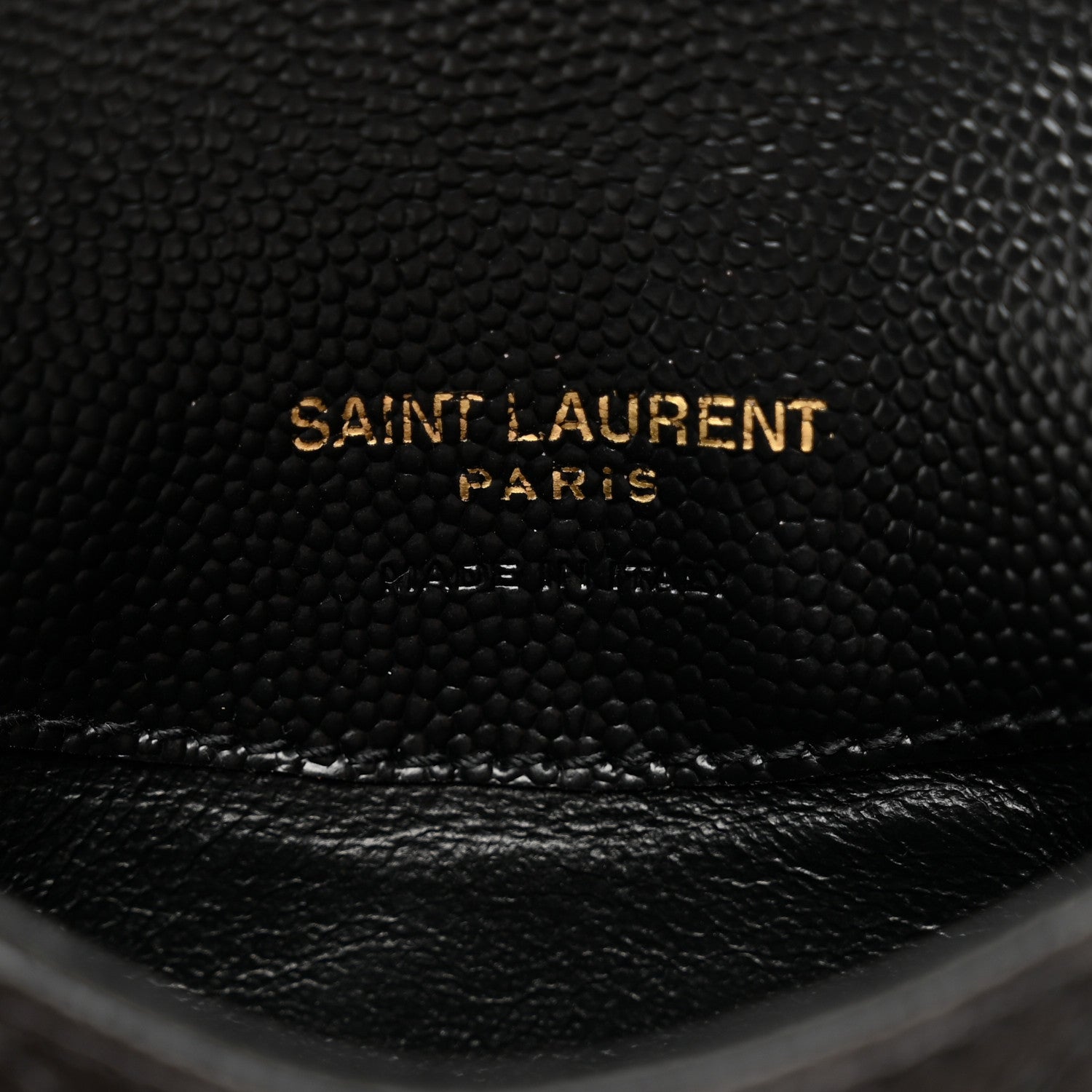 Saint Laurent Grain De Poudre Matelasse Chevron Monogram Compact Wallet Black 7 of 7