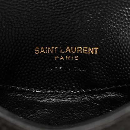 Saint Laurent Grain De Poudre Matelasse Chevron Monogram Compact Wallet Black 7 of 7