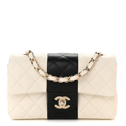 Chanel Lambskin Quilted Mini Rectangular Flap White Black 1 of 9