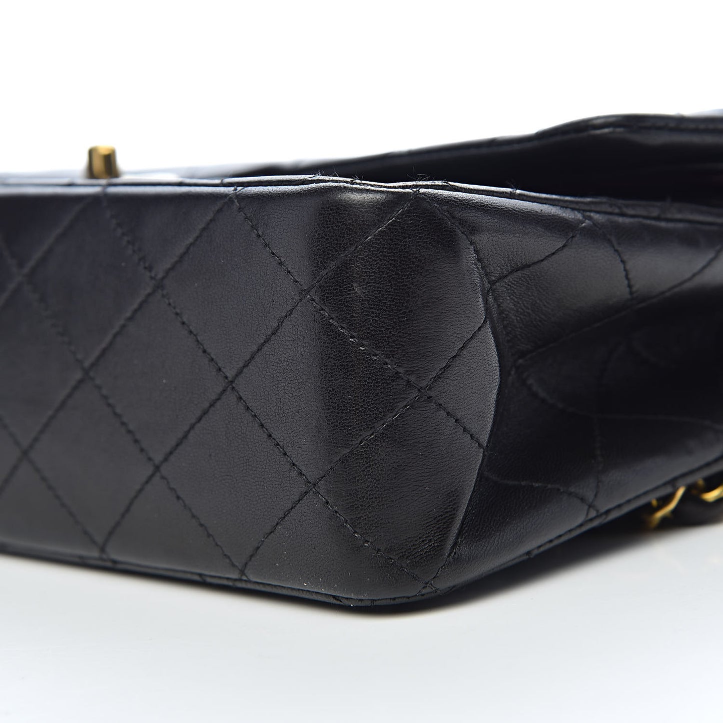 Lambskin Quilted Medium Double Flap Black