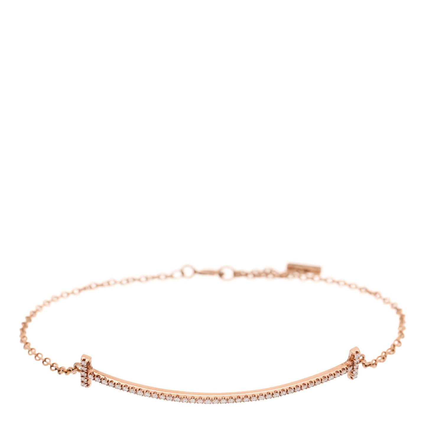 18K Rose Gold Diamond T Smile Bracelet