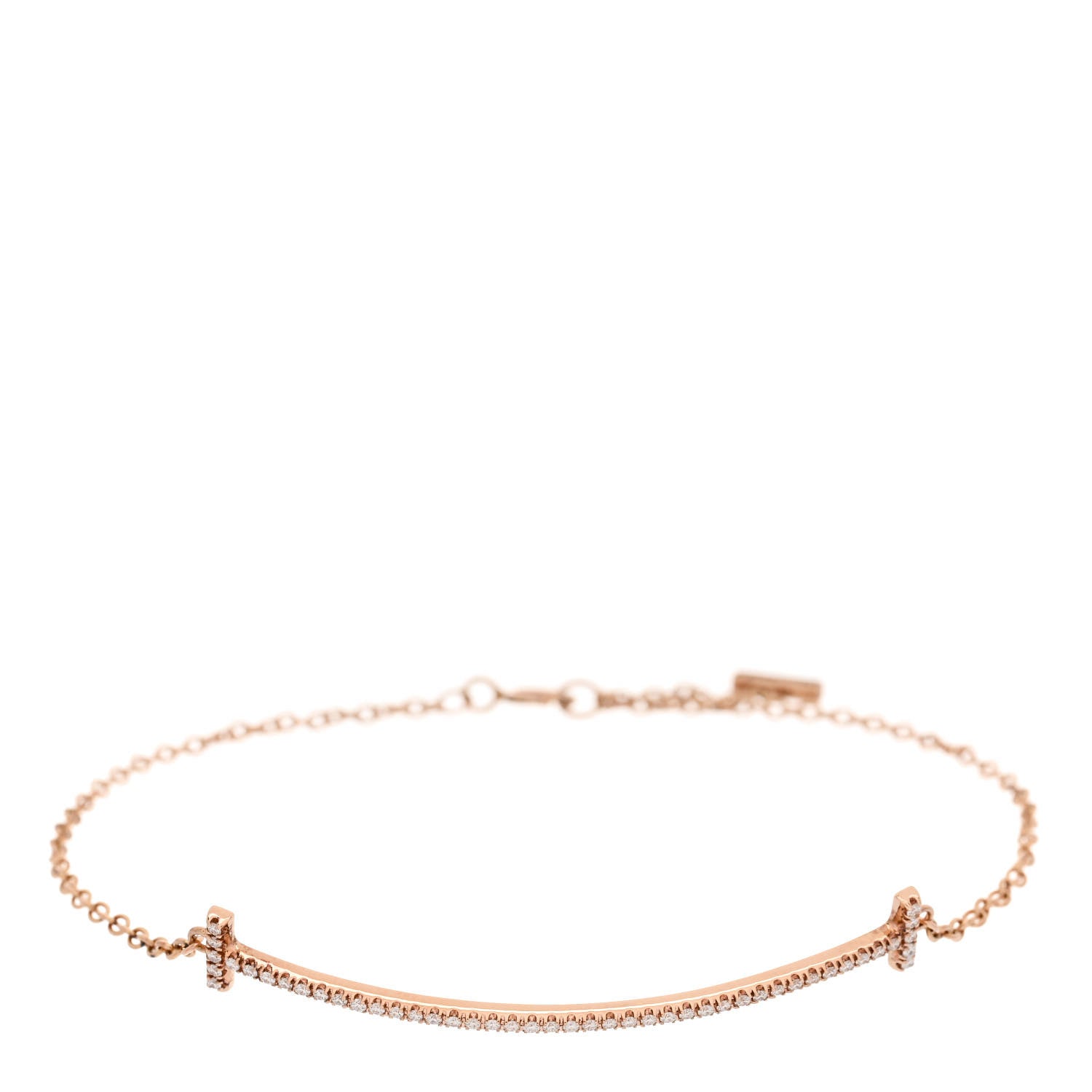 Tiffany 18K Rose Gold Diamond T Smile Bracelet 1 of 5