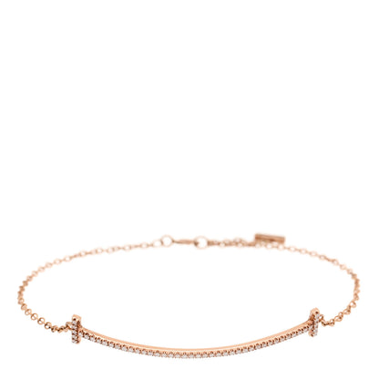 Tiffany 18K Rose Gold Diamond T Smile Bracelet 1 of 5