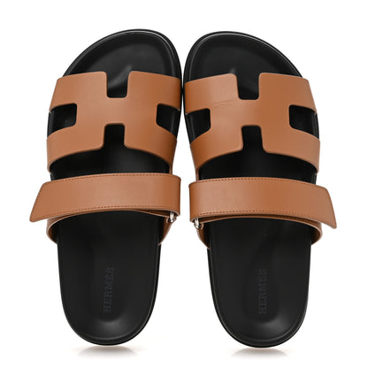 Hermes Calfskin Womens Chypre Sandals 37.5 Naturel 2 of 11