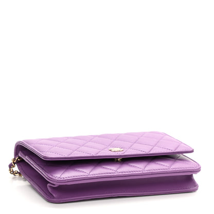 Chanel Lambskin Quilted Wallet On Chain WOC Purple 3 of 11